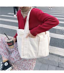 韓版大容量慵懶風ins手拎單肩包環保購物袋簡約文藝帆布包書包女 歷史價格詳細信息