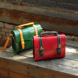 『皮皮創』原創設計手作真皮劍橋包。英倫學院風氣質撞色頭層植鞣牛皮單肩包復古低調質感都市簡約日常百搭拼色真皮手提斜背包 歷史價格詳細信息