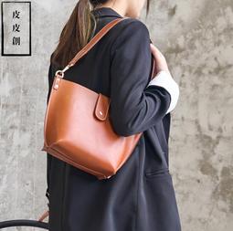 『皮皮創』原創設計手作真皮水桶包。復古文藝頭層植鞣牛皮撞色斜背包 小眾質感小眾通勤真皮斜背迷你小包包 歷史價格詳細信息