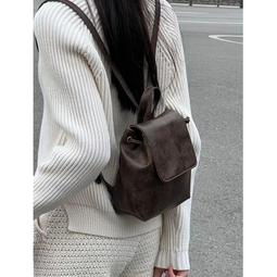 小紅書小巧復古棕色雙肩包女2024春夏新款ins簡約百搭單肩包 歷史價格詳細信息