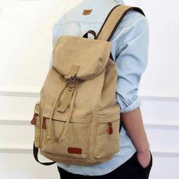 復古帆布雙肩包大容量大學生書包男短途工具旅行15.6寸電腦揹包 歷史價格詳細信息