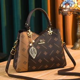 爆款中年女包軟皮斜背包 休閒出行斜背包包 大容量媽媽包 時尚包復古托特包-陽光優選 歷史價格詳細信息