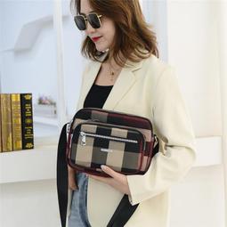 《愛網購》~TB12458~背包女格紋新款斜挎包時尚潮流尼龍大容量斜挎包大氣格子單肩包休閒包外出包收納包手機包 歷史價格詳細信息