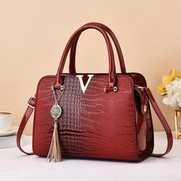 『購物趣』大容量鱷魚紋手提包潮時尚女包中年媽媽包大氣百搭單肩斜挎包休閒包外出包收納包旅行包~SD16059 歷史價格詳細信息