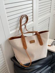 熱賣外貿2024新款大容量帆布包包釹上課通勤托特包潮流小眾質感單肩包 價格比較,價格查詢,歷史價格詳細信息