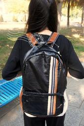 *Yoyoki*代代木小舖*~日本直接帶回~皮革製直條紋後背包~男生女生皆適用~大容量款式 價格比較,價格查詢,歷史價格詳細信息