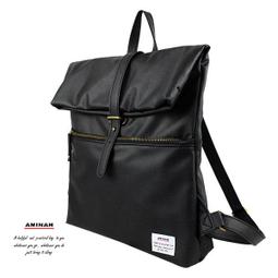 AMINAH-黑色皮革方形後背包(III) 歷史價格詳細信息