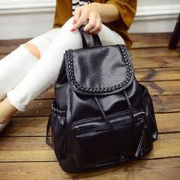 束口皮革後背包 米白色  AMINAH~【am-0214】 歷史價格詳細信息