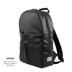 AMINAH-黑色皮革方形後背包(III) 歷史價格詳細信息