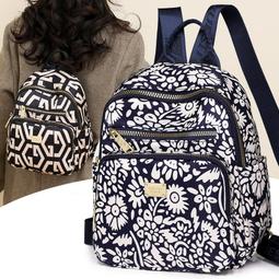 休閒印花雙肩包女潮流休閒旅行小背包中老年媽媽尼龍書包 歷史價格詳細信息