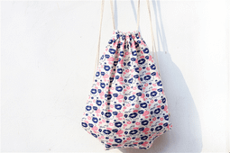 清倉大降價 雙肩棉麻包旅行 束口背包 雙肩大容量書包 兩用包(藍底小象圖案) 歷史價格詳細信息