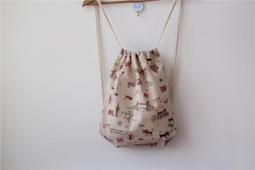 清倉大降價 雙肩棉麻包旅行 束口背包 雙肩大容量書包 兩用包(藍底小象圖案) 歷史價格詳細信息