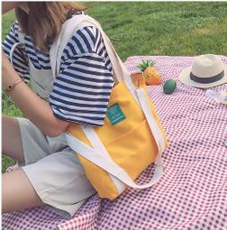 韓國新款大容量帆布包 極簡風 字母單肩帆布包 手提女包 托特包 帆布包 學生潮 街頭休閑Xiami-時尚箱包 歷史價格詳細信息