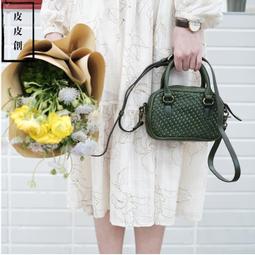 『皮皮創』原創設計手作真皮編織斜背包。日系簡約黑色頭層植鞣牛皮編織包男女隨身小包真皮單肩迷你小包 歷史價格詳細信息