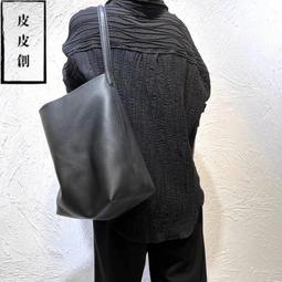 『皮皮創』原創設計手作真皮托特包。手抓紋頭層油蠟牛皮豎版單肩包 日系簡約皺感手提單肩斜背包 歷史價格詳細信息