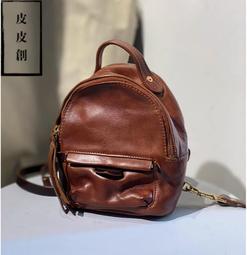 『皮皮創』原創設計手作真皮迷你小托特包。日系簡約復古頭層植鞣牛皮豎款小包百搭通勤手提單肩斜背包 歷史價格詳細信息