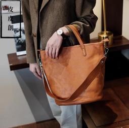 『皮皮創』原創設計手作真皮托特包。文藝氣質頭層軟牛皮子母包簡約復古單肩包大容量真皮手提斜背包 歷史價格詳細信息