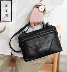 『皮皮創』原創設計手作真皮盒子包。復古小眾頭層植鞣牛皮醫生包挺括立體真皮相機包性別模糊男女通用個性時尚真皮斜背包 歷史價格詳細信息