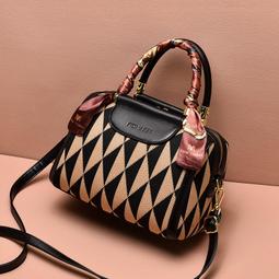 『購物趣』大容量波士頓手提單肩斜挎包中年媽媽包包女收納包休閒包外出包旅行包~SF10207 歷史價格詳細信息