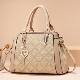 『購物趣』中年大氣手提包軟皮拼色中年媽媽包單肩包休閒包外出包收納包旅行包~SD16047 歷史價格詳細信息