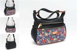 **Bonnie** 多隔層斜背包 優質防潑水微光澤圓點緹花尼龍面料＋頭層牛皮 歷史價格詳細信息