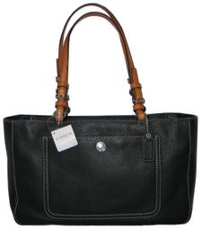 COACH真皮 黑色厚磅牛皮製雙帶式 肩背筒包 (絕版美國廠真品)單色系列 二手☆ 有CHANEL LV可參考 歷史價格詳細信息