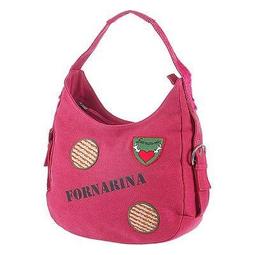 ◎包包的家◎【FORNARINA】可愛亮片拼布帆布系列手提+肩背兩用中型保齡包 歷史價格詳細信息