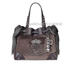 現貨《Juicy Couture》美國潮牌 蘇格蘭犬標誌 水鑽吊飾 大蝴蝶結束帶 手提 肩揹 托特包【附正品防塵袋】2色 歷史價格詳細信息