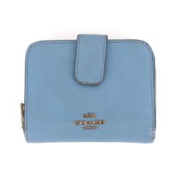 COACH 短夾 藍色 LOGO款 大雙C 經典 狀況好  織布搭配真皮滾邊 中夾 零錢包 歷史價格詳細信息