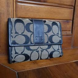 二手 COACH 黑色 花 長夾 有膠痕 內層輕微剝落 現貨【C210858】 歷史價格詳細信息