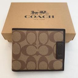 ✦32號店✦過季展示品-74974-COACH男士皮革對折短夾-黑【美國outlet正品】 歷史價格詳細信息