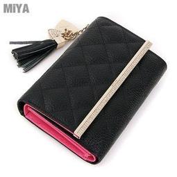 義大利真皮流蘇菱格紋女用皮夾長夾手拿包(牛皮) 粉紅桃玫紅淡藍黑色 歷史價格詳細信息