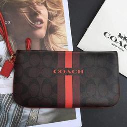 【COACH】深咖啡PVC立體LOGO雙拉鍊手拿包 歷史價格詳細信息