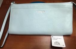 COACH水藍鱷魚紋全皮方框T釦翻蓋三摺多卡長夾 歷史價格詳細信息