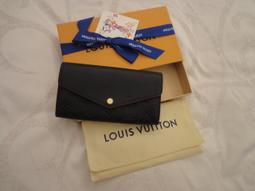 Louis Vuitton Sarah 經典LOGO牛皮壓花皮革襯裡信封長夾(黑色) 歷史價格詳細信息