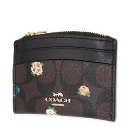 COACH C7383 馬車LOGO玫瑰印花對開多卡長夾.深咖 歷史價格詳細信息