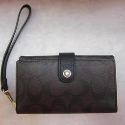 ~雪黛屋~COACH證件夾國際正版萬用夾進口防水防刮牛皮革材質皮帶暗釦式主袋可置蘋果六手機 F53312 淺咖 歷史價格詳細信息