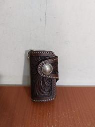 美式鑰匙包 油蠟皮 植鞣 復古 重機 深咖 兒島 日式 印地安 民族  古著 歷史價格詳細信息