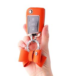 車用鑰匙包適用于大眾高爾夫8汽車硬殼保護套金邊簡約男女鑰匙殼 歷史價格詳細信息