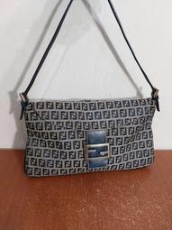 FENDI FF Logo 帆布及皮革對角設計ㄇ形拉鍊長夾(深藍色) 7M0210 ASIC F1O97 歷史價格詳細信息