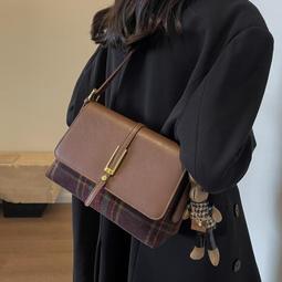 復古格子腋下包包女秋冬2023新款單肩包大容量學生通勤毛呢託特包 歷史價格詳細信息