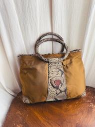 義大利製Vintage BALLY 真皮壓紋＋尼龍 古董手提包 價格比較,價格查詢,歷史價格詳細信息