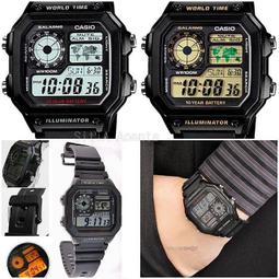 【CASIO】10年電力世界地圖數位電子腕錶-(AE-1400WHD-1A) 歷史價格詳細信息