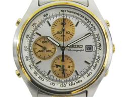[專業] 三眼錶 [SEIKO 589280]  SEIKO 精工 賽車鬧鈴三眼石英錶[白色面+日期]時尚/軍/中性錶 歷史價格詳細信息