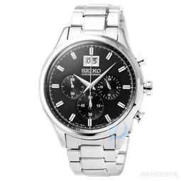 【柒號本舖】SEIKO精工大錶徑三眼計時皮帶錶-黑 # SSB417P1 歷史價格詳細信息