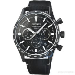 SEIKO精工 SSB417P1手錶 藍寶石 石英 黑色 幾何刻紋面 三眼日期 帆布真皮 男錶【錶飾精品】 歷史價格詳細信息