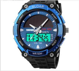 戶外運動防水太陽能充電手錶光動能夜光長續航遊泳男士手錶可測速 歷史價格詳細信息