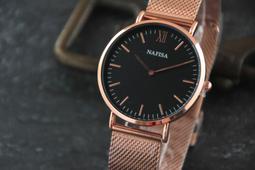 西班牙品牌nafisa百搭韓風時尚都會風格,優雅玫瑰金色錶殼石英錶～鑽石切割錶鏡 歷史價格詳細信息