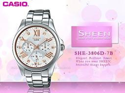 【SHEEN】 SHE-3806D-7B CASIO施華洛世奇晶鑽系列/39mm/時尚銀【第一鐘錶眼鏡】 歷史價格詳細信息
