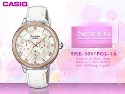 CASIO 時計屋 SHE-3806GL-9A SHEEN 氣質三眼女錶 皮革錶帶 防水50米 全新 SHE-3806 歷史價格詳細信息